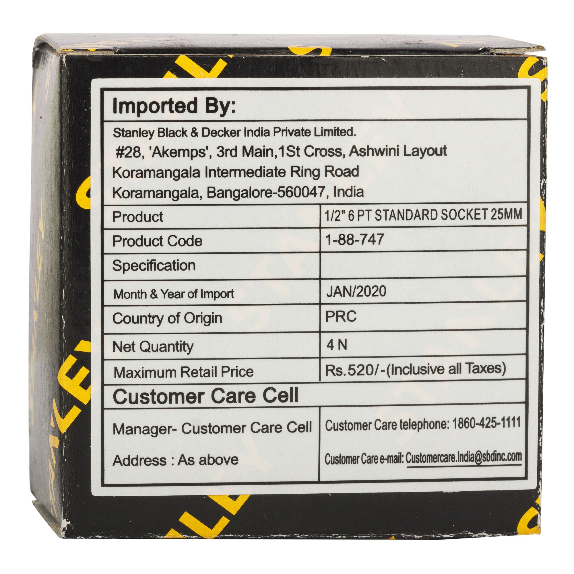 Soket Standar 1/2" 6 Pt 25mm