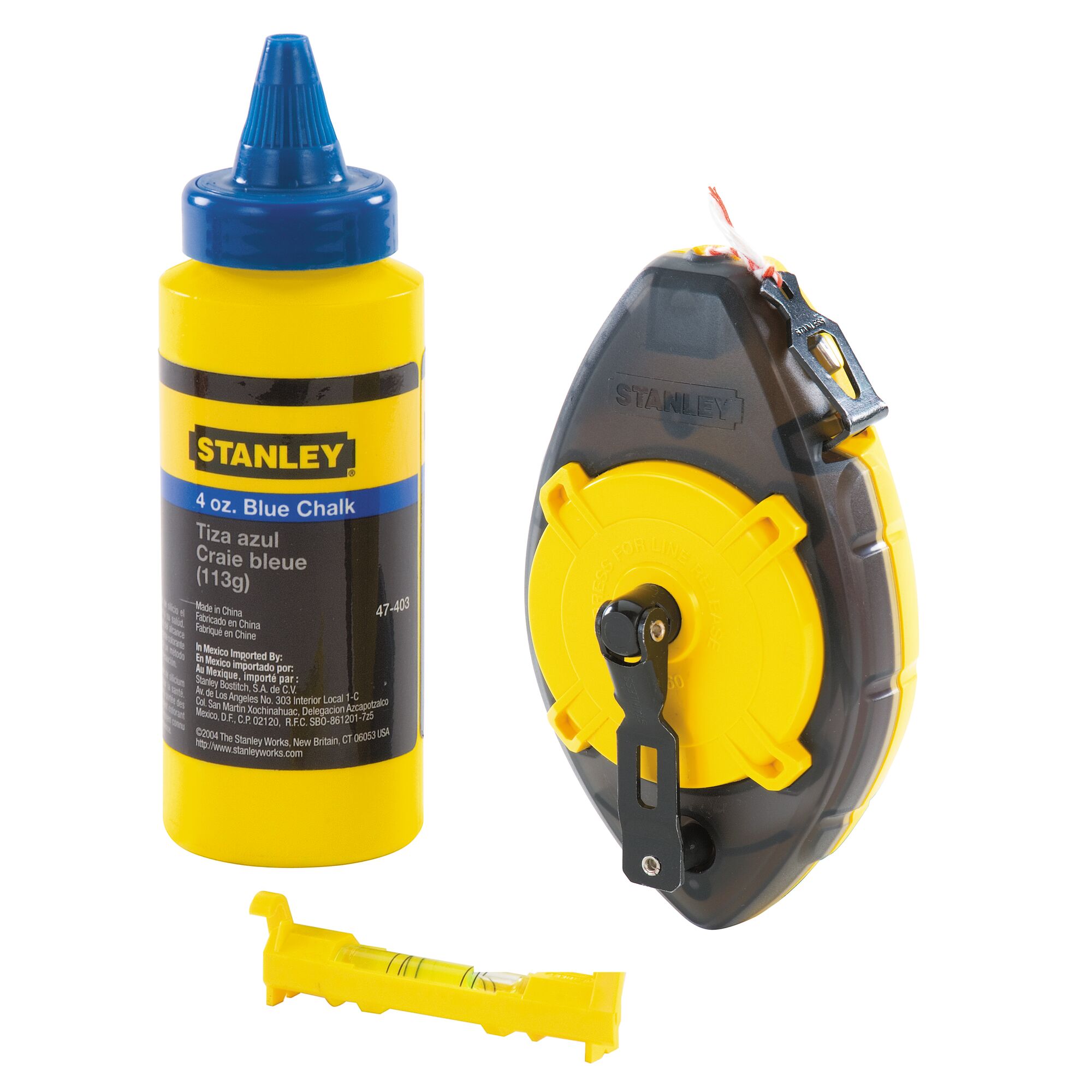 Powerwinderchalk Line Reel 30M Dengan Kapur Biru Dan Level