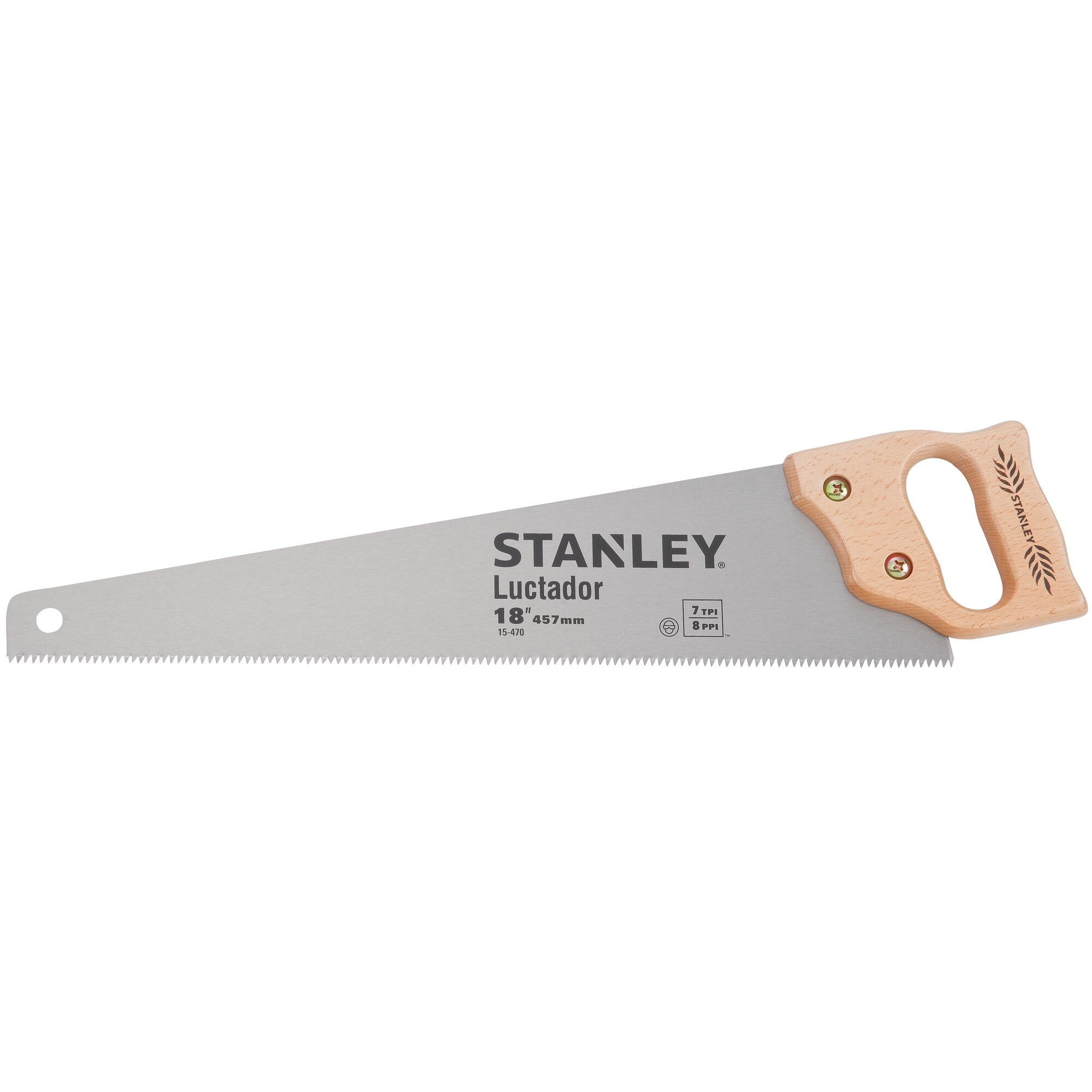 Stanley Wooden Handle Handsaw LUCTADOR HANDSAW 8 PTS 18INCH front facing
