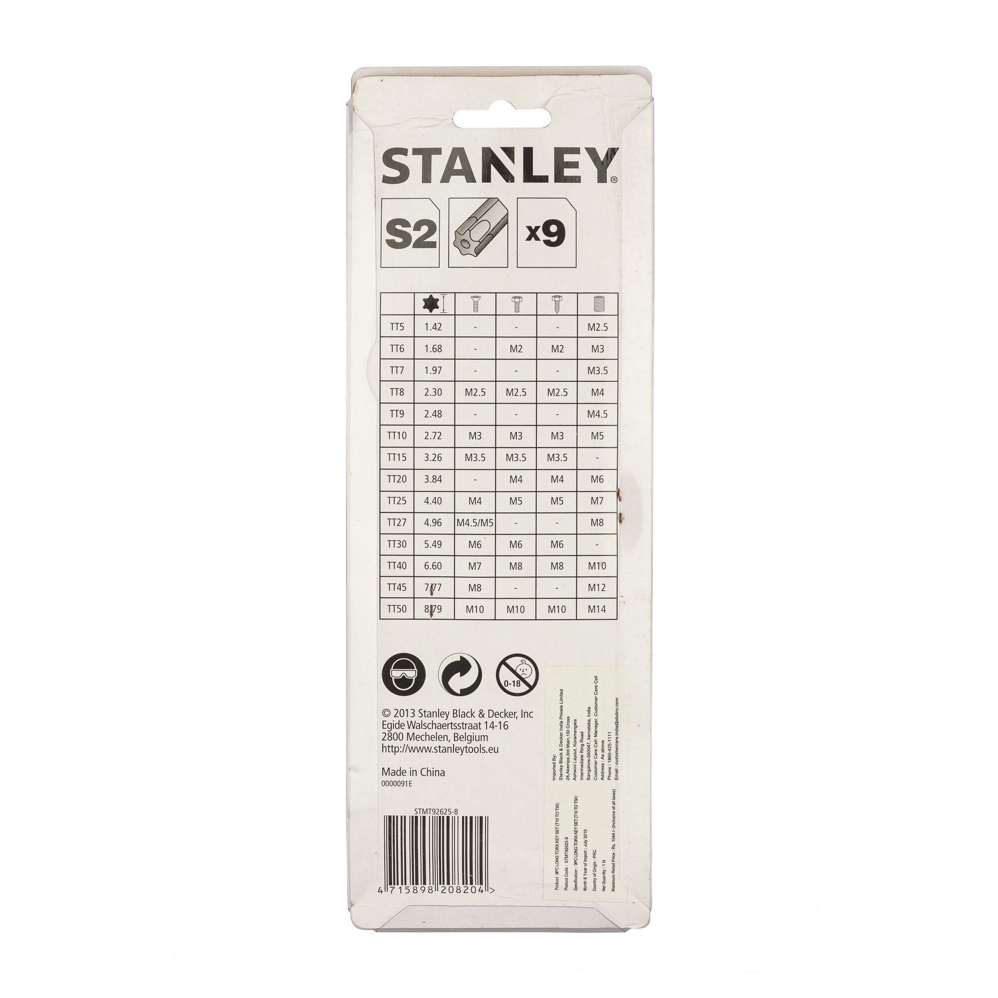 9 Buah Set Kunci Torx Panjang (T10 Hingga T50)