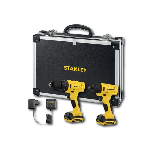 12V Screwdriver/Impact Drill Kit + 1/4-Inch Impact Wrench + 12V Li-Ion Battery with Dual Voltage Charger and Case