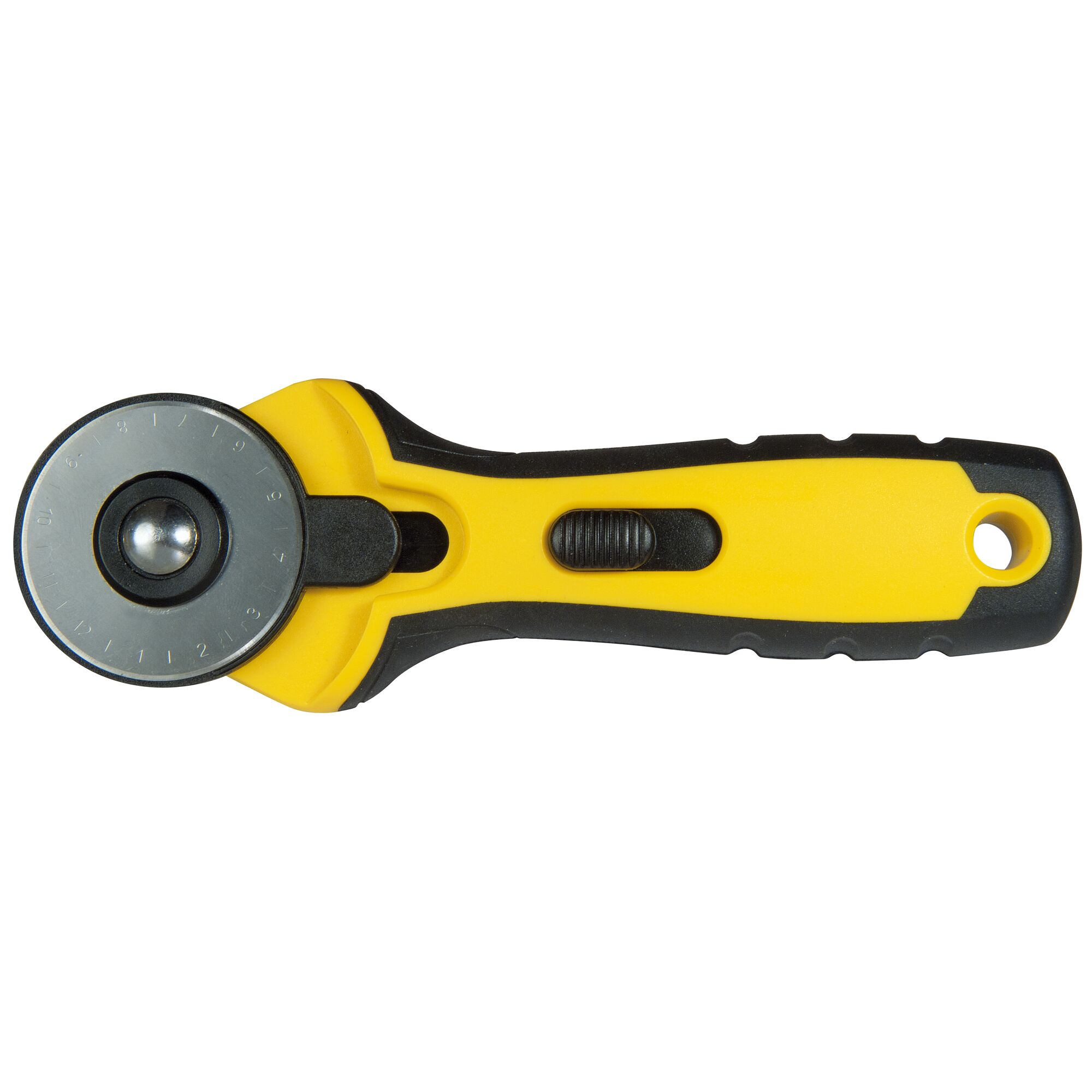 STANLEY STHT0-10194 rotary cutter with yellow and black handle, top view, photography tool