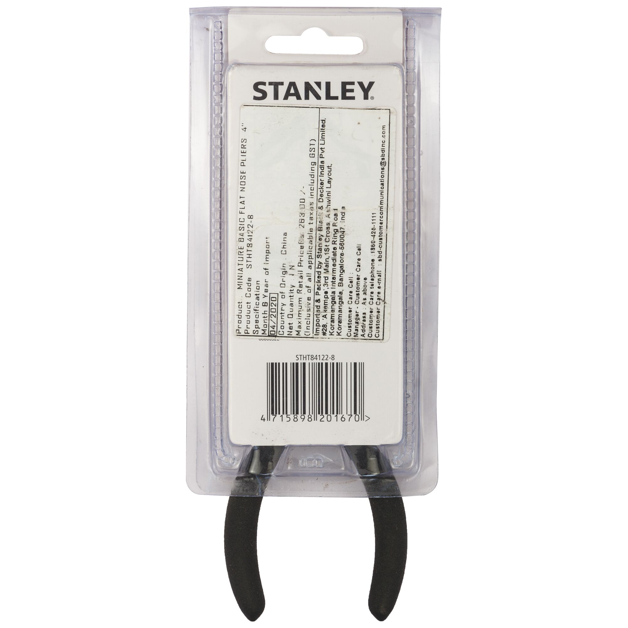 Miniatur Tang Hidung Datar Dasar 4"