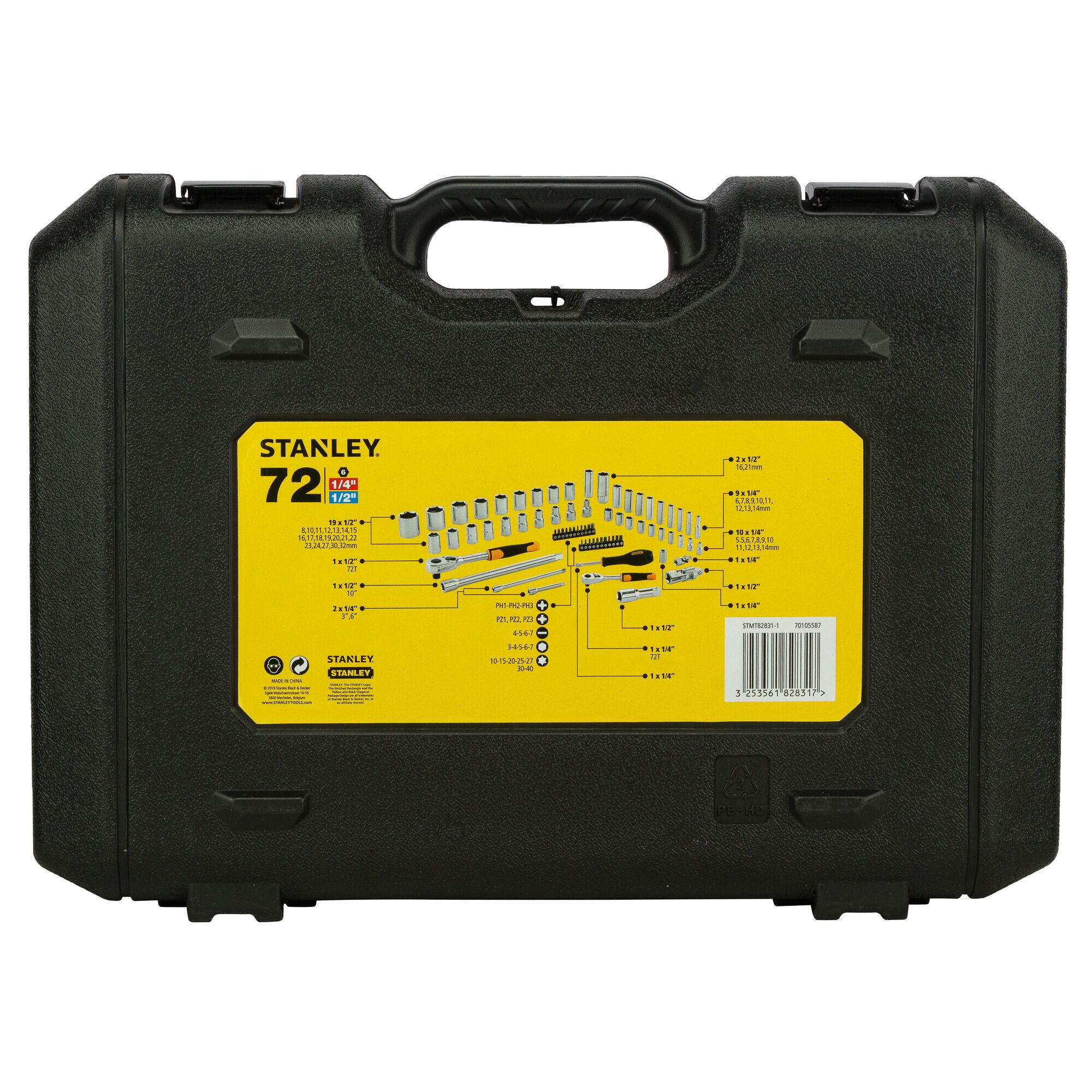 72 buah Set Soket 1/4"+1/2".